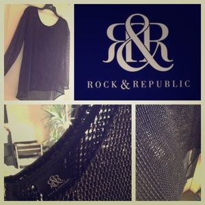 Rock & Republic oversized mesh top. Grunge edge!